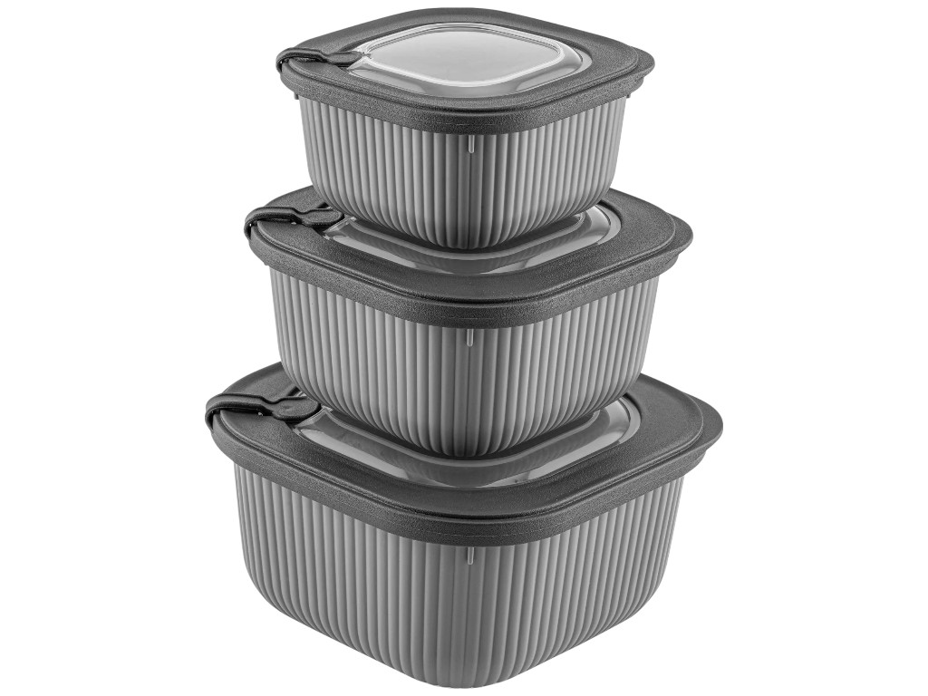 Набор контейнеров Idea Home Line Box, квадратные, пластик, TPE, 0,6л, 1,1л, 1,8л (цена за набор 3шт)