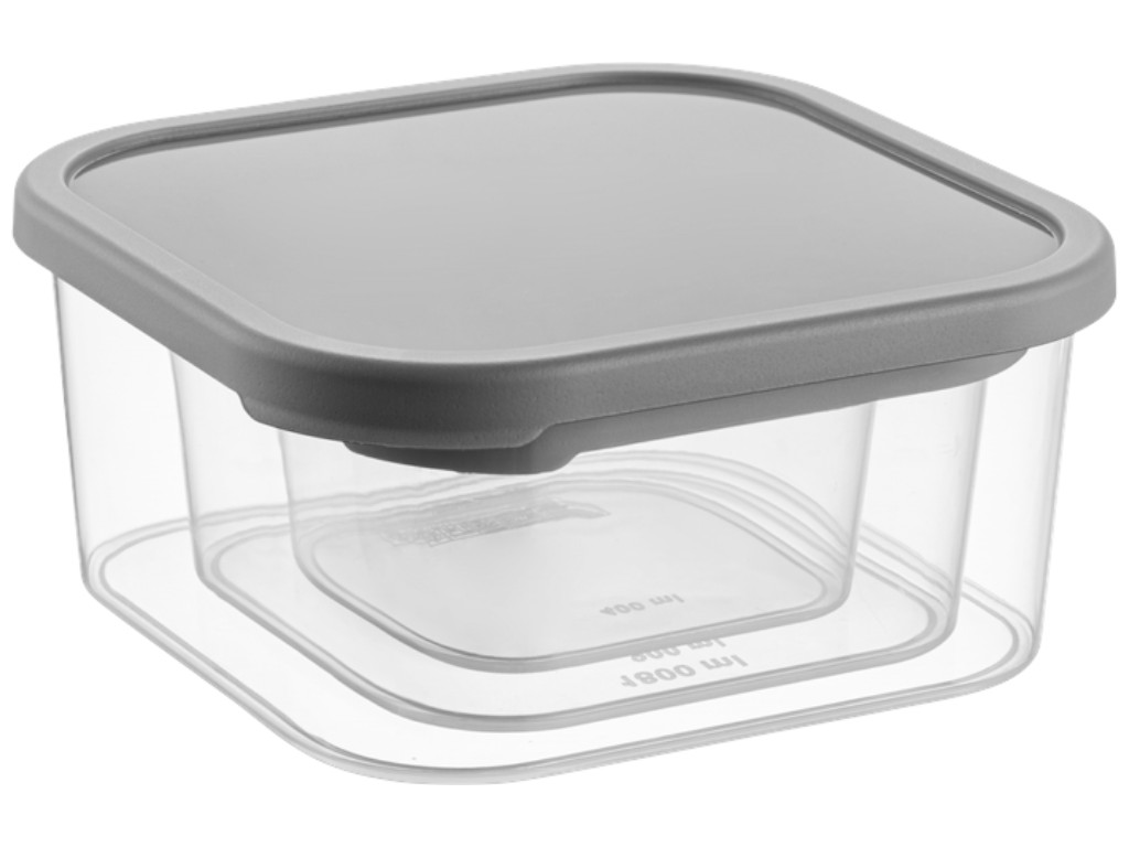 Набор контейнеров Idea Home Quick Box, квадратные, пластик, 0,4, 0,9, 1,8л, цвет серый (цена за 3шт)