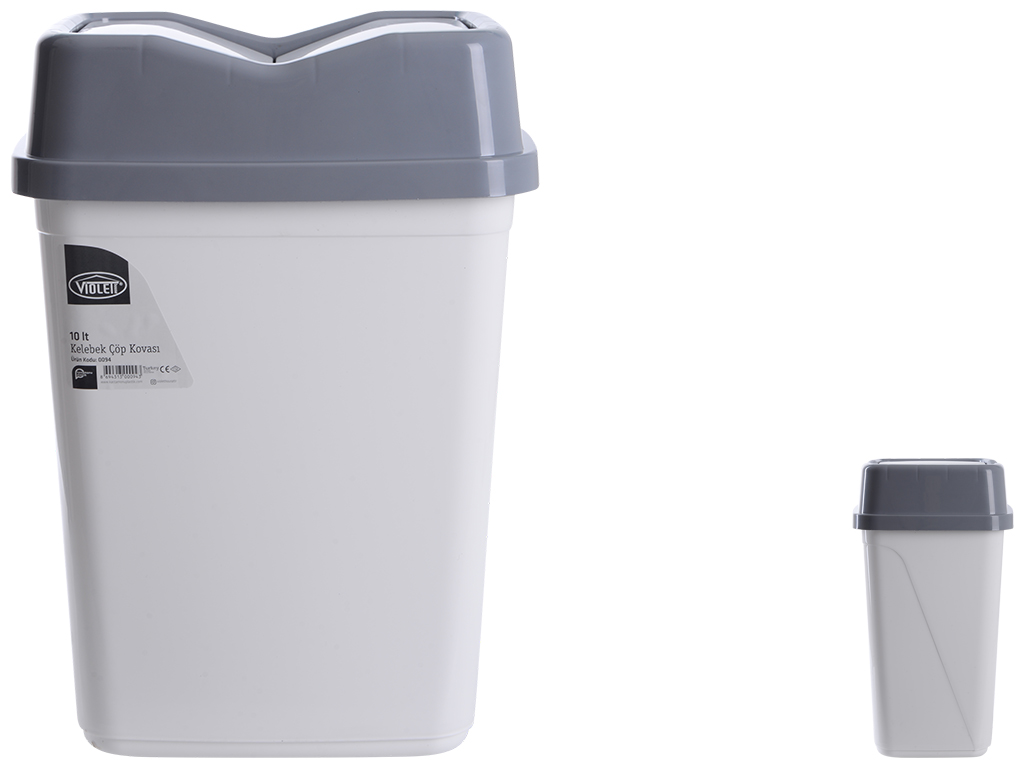 Корзина для сміття Violet House 0094 Бабочка White, з кришкою, 10л, 8690067346337