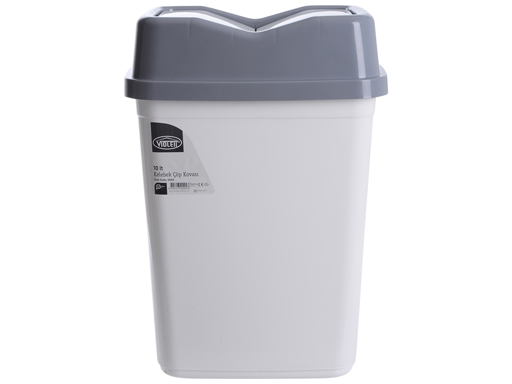 Корзина для сміття Violet House 0094 Бабочка White, з кришкою, 10л, 8690067346337