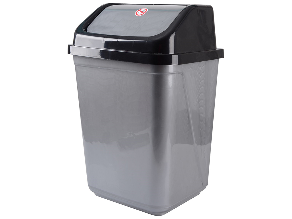 Корзина для сміття Violet House 0099 Grey - Black, з кришкою, 20л, 8690069245829