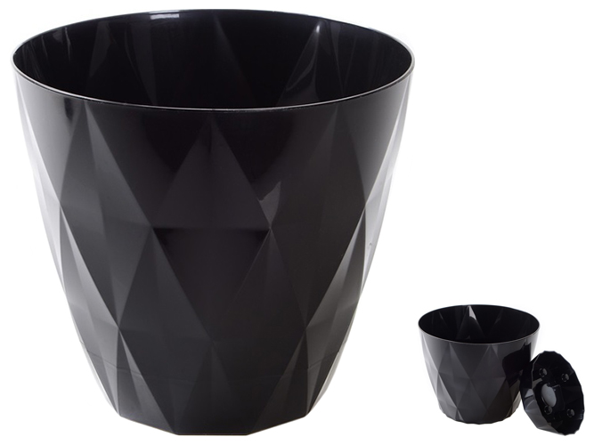 Горщик для квітів Violet House 0199 Prizma Black, з внутрішнім зливом води, 3л, 8690069935614