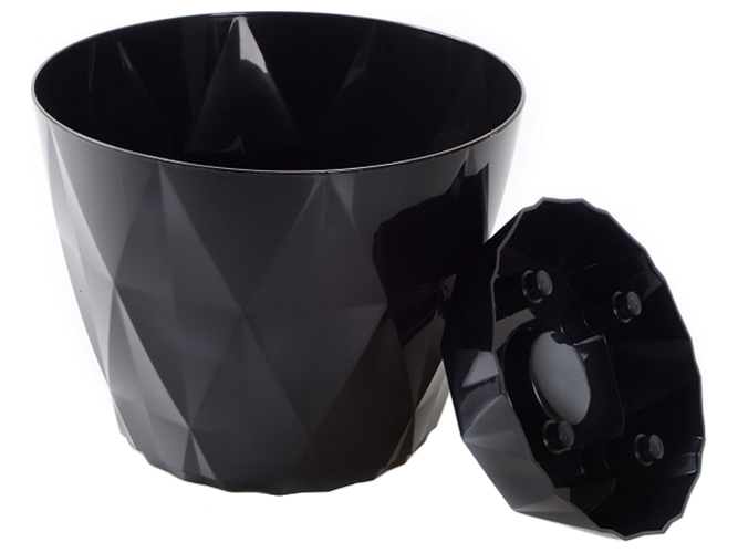 Горщик для квітів Violet House 0199 Prizma Black, з внутрішнім зливом води, 3л, 8690069935614