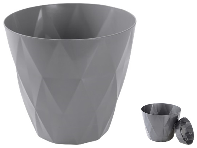 Горщик для квітів Violet House 0199 Prizma Grey, із внутрішнім зливом води, 3л, 8690069935621
