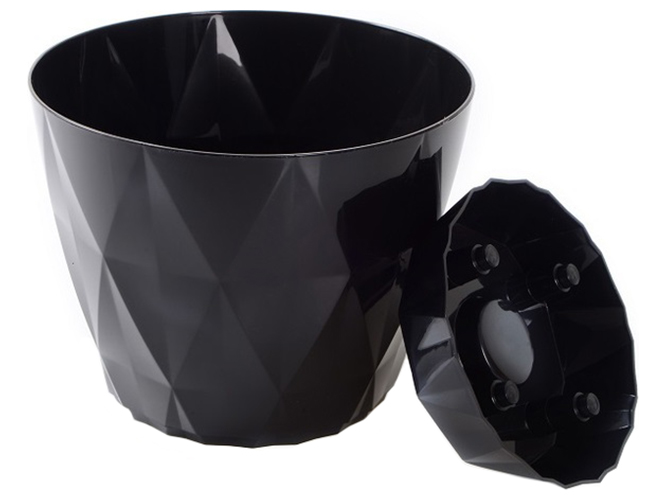 Горщик для квітів Violet House 0200 Prizma Black, з внутрішнім зливом води, 5л, 8690069935638