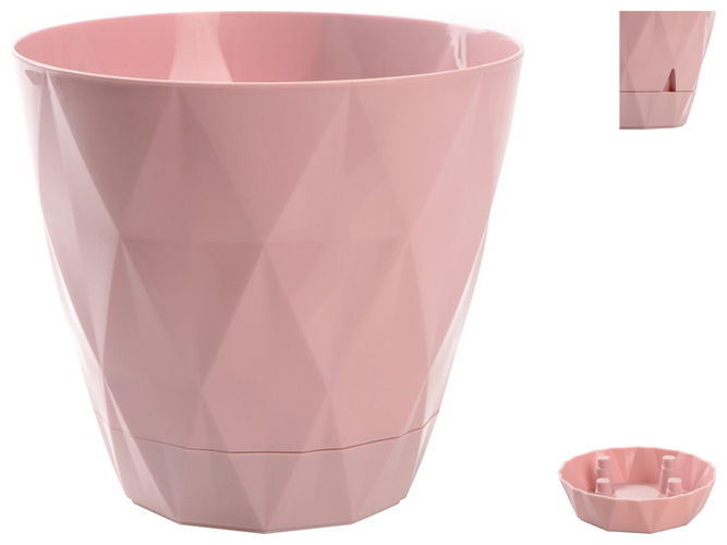 Горщик для квітів Violet House Prizma Powder, з внутрішнім зливом води, 5л, 8690070085995