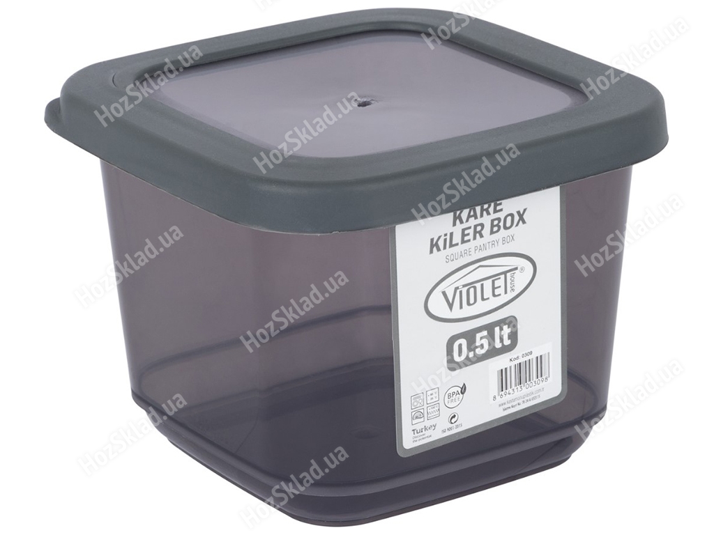 Контейнер пластиковый Violet House 0309 Transparent Black для сыпучих, 500мл, 8690068596496