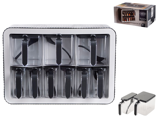 Набор для специй Violet House 0439 Spice Antr White (цена за набор 9шт) 8690069312743