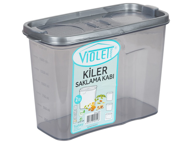 Контейнер пластиковий Violet House 0552 Transparent Black для сипучих, 2л, 8690068596366