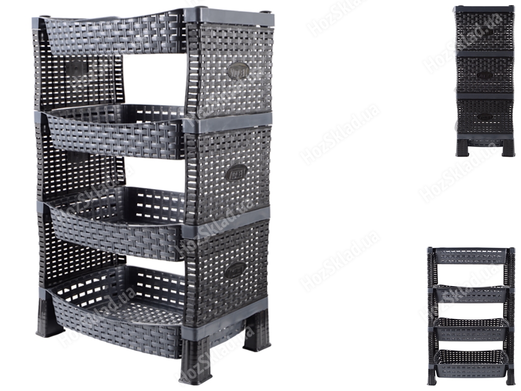 Этажерка Violet House Роттанг Эко Anthracite, для овощей, 4 яруса, 8690069075129