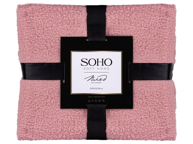 Плед Soho Pattern light pink флісовий, 200x230см, 6900068251489
