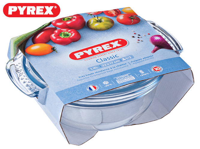 Каструля термоскло Pyrex "Classic" кругла, з кришкою 1л+400мл 01028