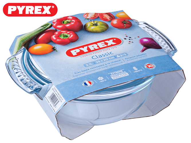 Каструля термоскло Pyrex "Classic" кругла, з кришкою 1,5л+600мл 01035