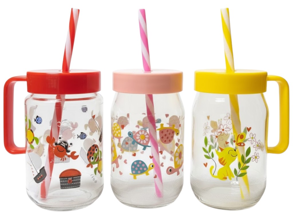 Чашка Herevin Decorated Mug-Mix-Double Colour Straw-SCT, 370мл, з трубочкою, 8690070250805