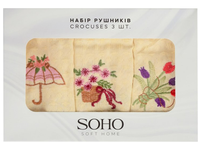 Набор полотенец Soho Crocuses, 25x50см, хлопок 100%, (цена за набор 3шт) 6900068746756