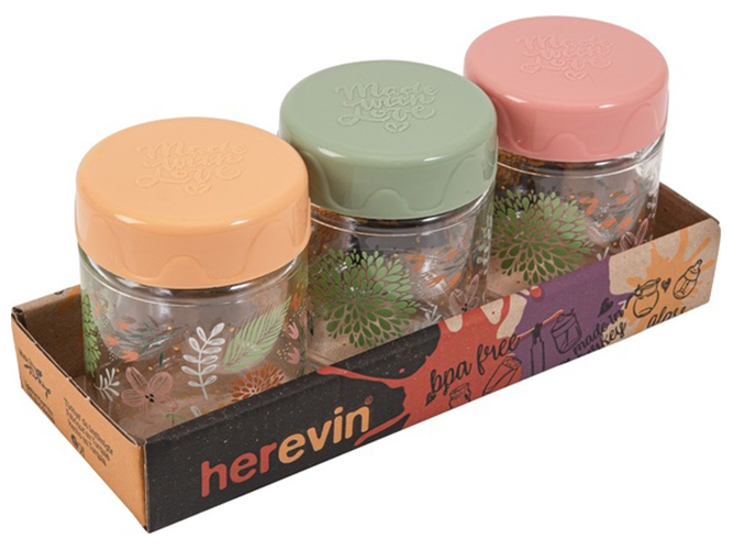 Набор для специй Herevin Decorated Spice Jar-Botani, 200мл (цена за набор 3шт) 8699038117211