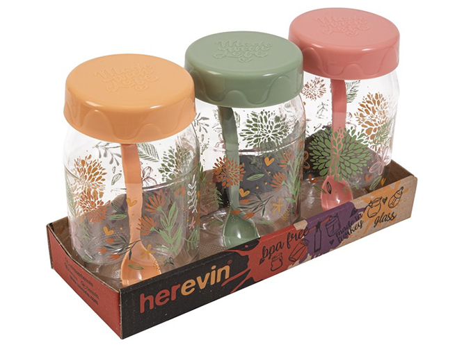 Набор для специй Herevin Decorated Spice Jar Set MIX, 370мл (цена за набор 3шт) 8699038117204