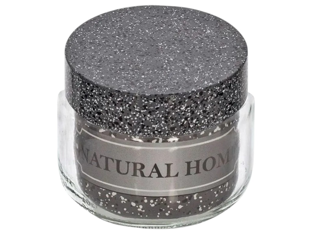 Банка Herevin Granite Canister-MC, із пластиковою кришкою, скло, 425мл, 8,1×9,4×9,4 см, колір сірий
