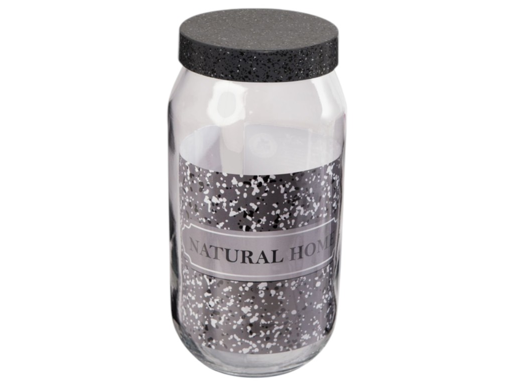 Банка Herevin Granite Canister-MC, с пластиковой крышкой, стекло, 1л, 18,2×9,3×9,3 см, цвет серый