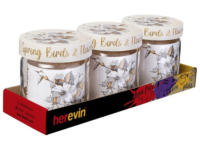 Набір банок Herevin Golden Flower, 425мл (ціна за набір 3шт) 8699038096813