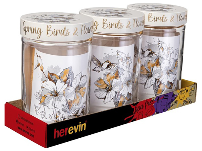 Набір банок Herevin Golden Flower, 660мл (ціна за набір 3шт) 8699038096820