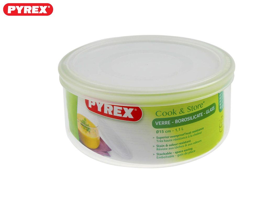 Деко (жаровня) термоскло Pyrex кругле з кришкою 12см 500мл 00735