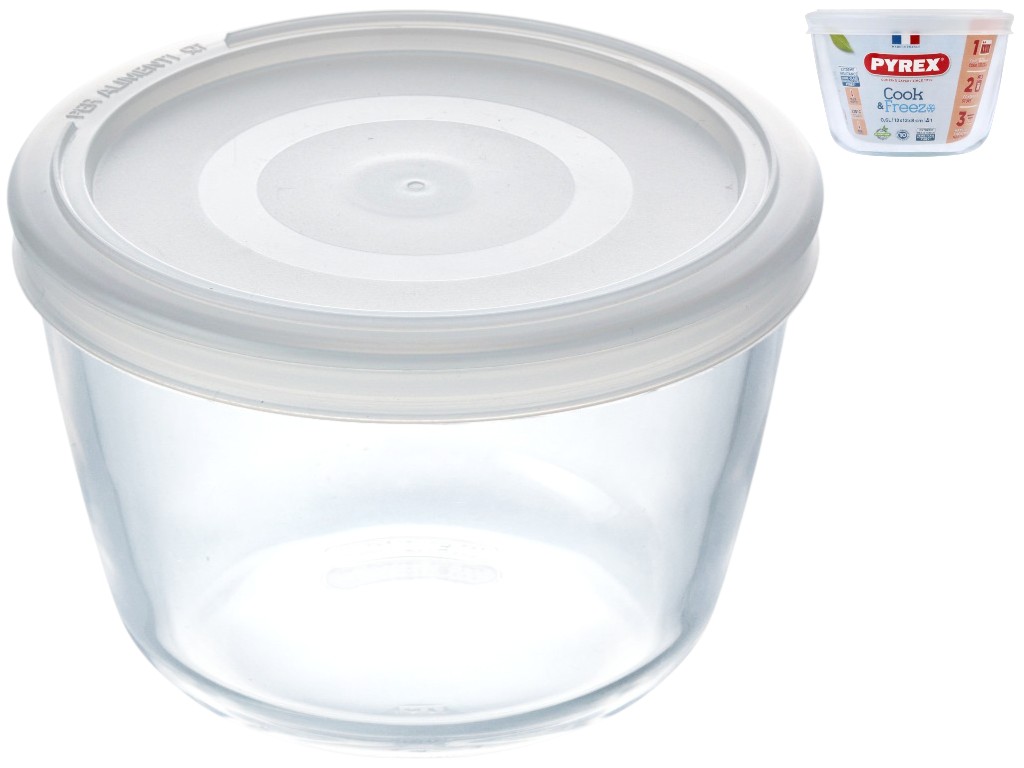 Форма для запікання Pyrex Cook & Freeze, з кришкою, боросилікатне скло, пластик, 600мл, 12×8см