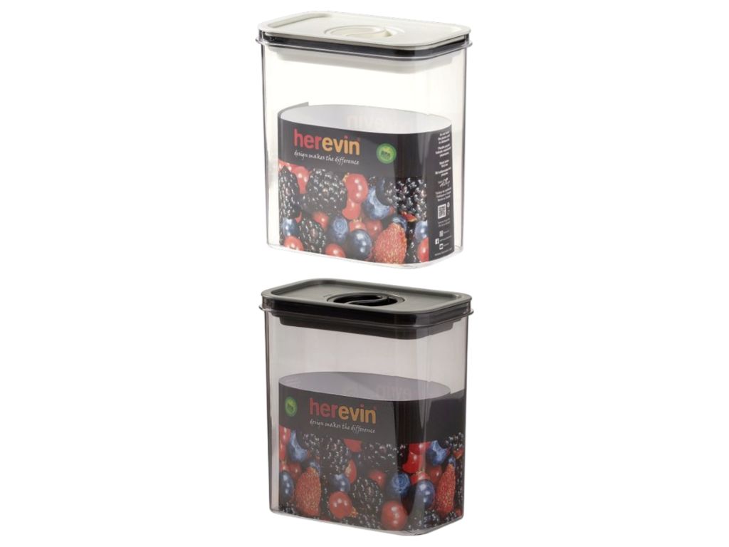 Контейнер Herevin Canister, 1.8 л, вакуумная крышка, пластиковый, цвет чёрный-белый