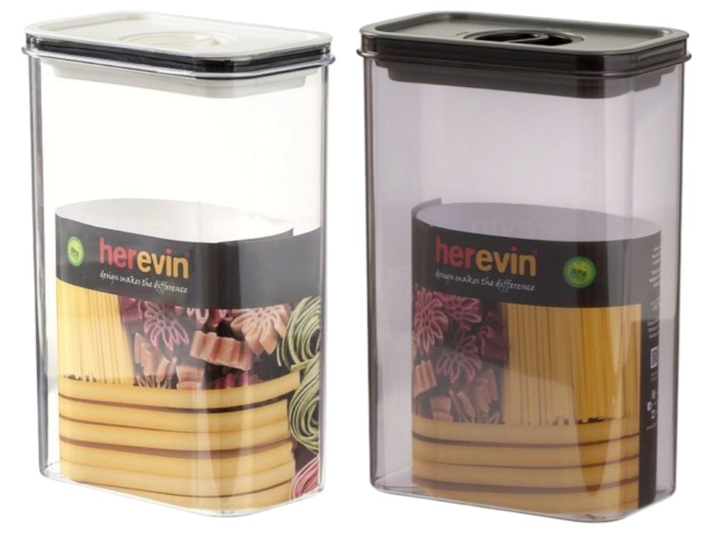 Контейнер Herevin Canister, 2.5 л, вакуумная крышка, пластиковый, цвет чёрный-белый