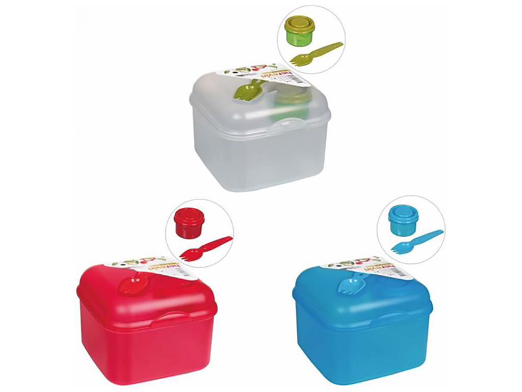 Ланчбокс Herevin Salad Box Mix Coloured, з приборами, 8699038031104