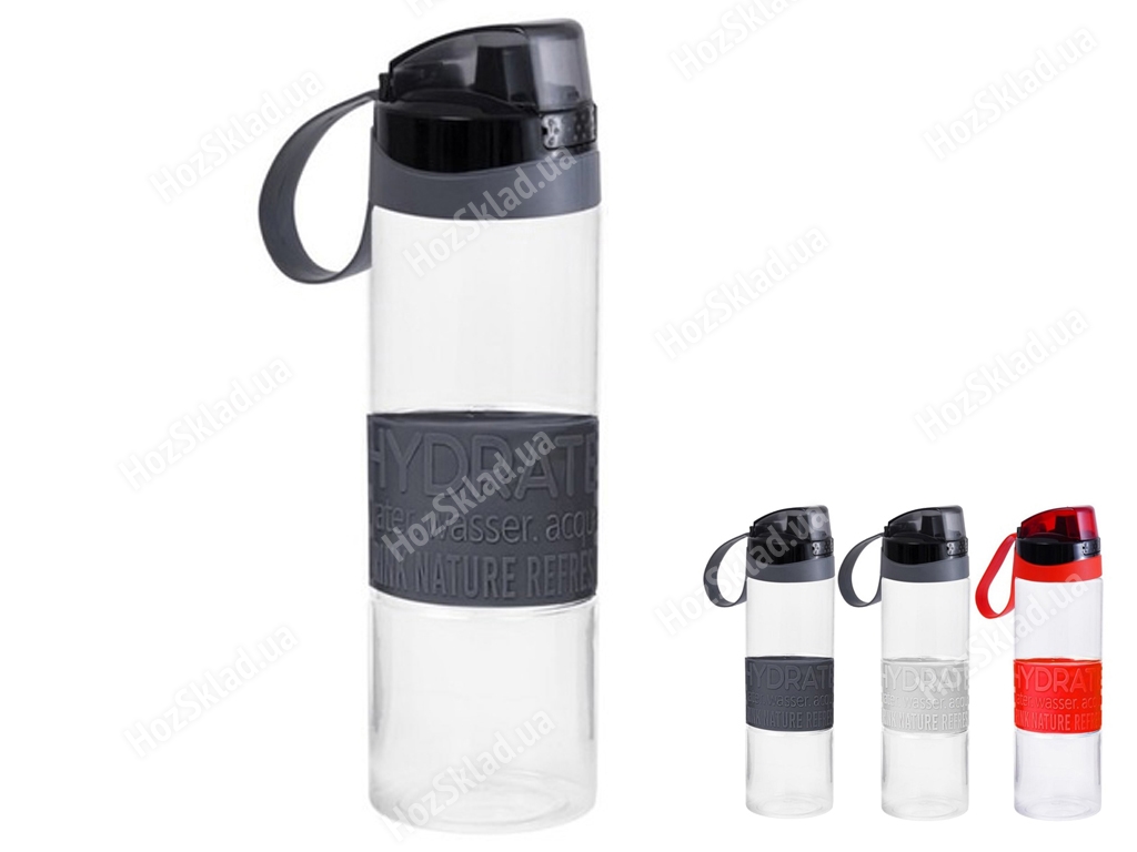 Бутылка для воды Herevin пластиковая с крышкой Soft Touch MIX, 750мл 8690069749174