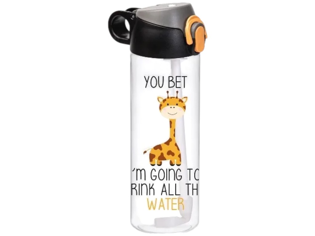 Пляшка для води Herevin Giraffe, пластик, 750мл, 24×7×11см, колір прозорий