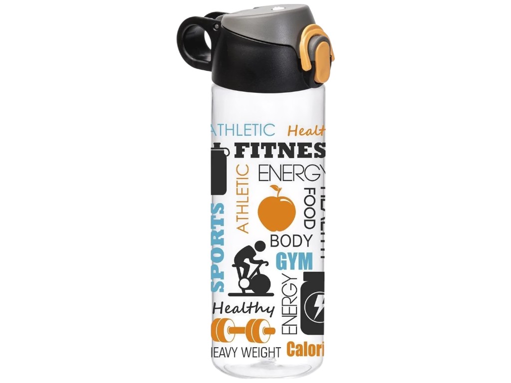 Пляшка для води Herevin Fitness, пластик, 750мл, 25×7×12см, колір прозорий