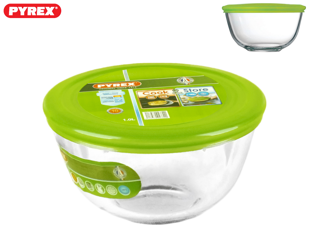 Салатник термоскло Pyrex "Cook & Store" круглий з кришкою 16см 1л 23320
