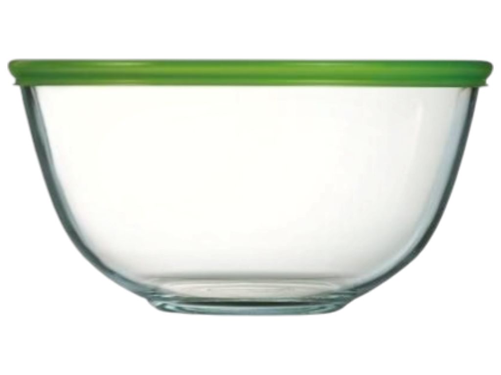 Миска Pyrex 2.3 л, боросиликатное стекло, диаметр 21 см, с пластиковой крышкой