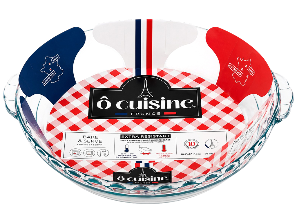 Форма для запекания O Cuisine круглая с ручками, стекло, 26×23 см, 1,3 л