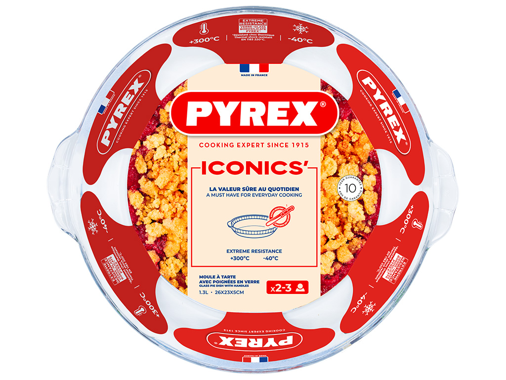 Форма стеклянная Pyrex, рефленая с ручками, 26х23см, 1,3л, 501076201065