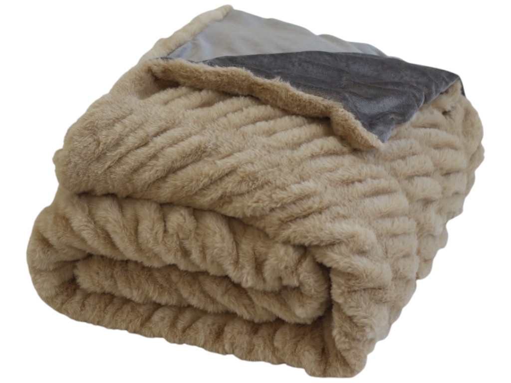 Плед-одеяло Soho Vip, искусственный мех кролика и норки, 150×200см, цвет кремовый