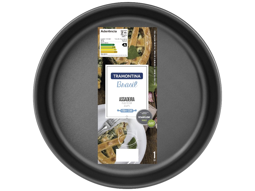 Форма для выпечки Tramontina Brasil, круглая, алюминий, 26см, цвет черный