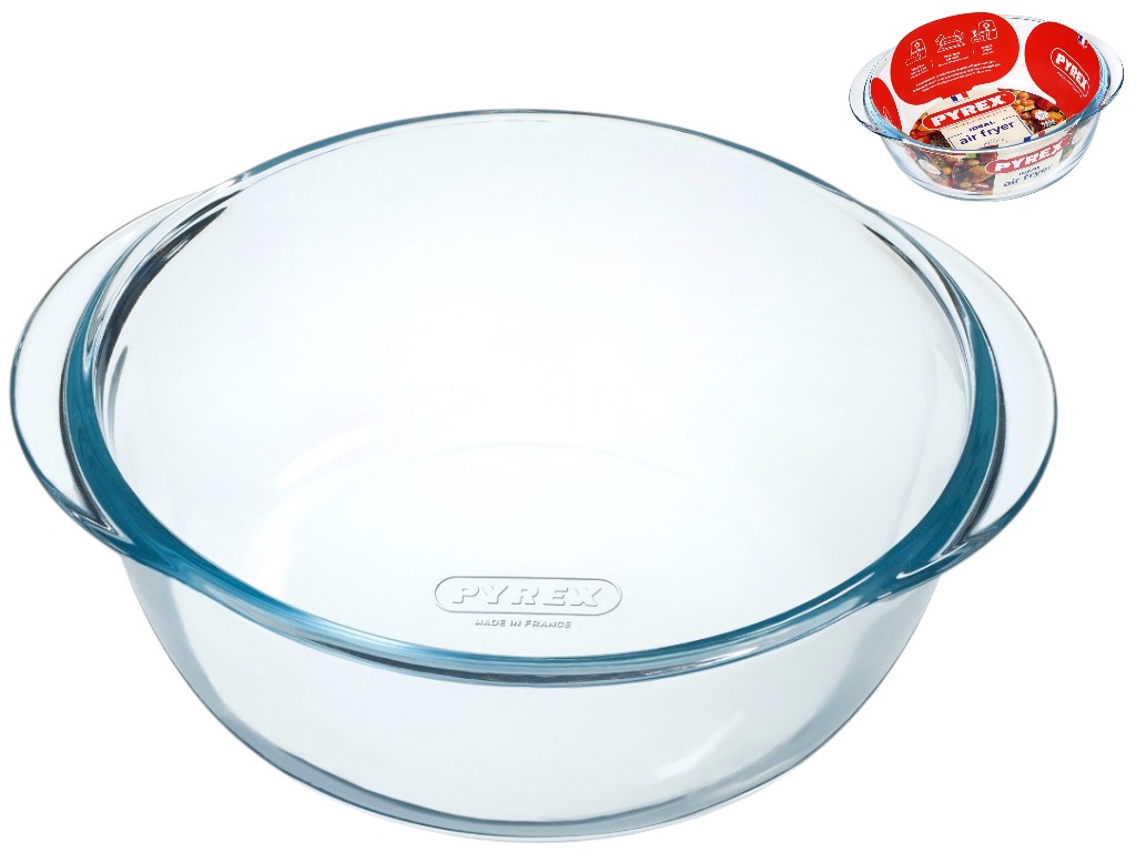 Форма для запекания Pyrex Air Fryer, круглая, боросиликатное стекло, 1л, 21×18×9см, цвет прозрачный