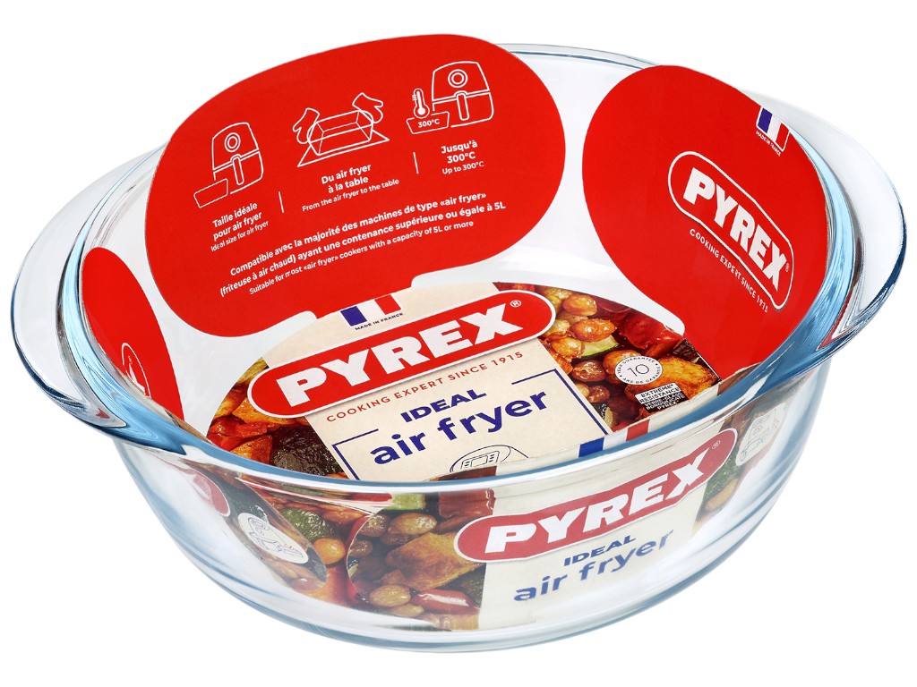 Форма для запекания Pyrex Air Fryer, круглая, боросиликатное стекло, 1л, 21×18×9см, цвет прозрачный
