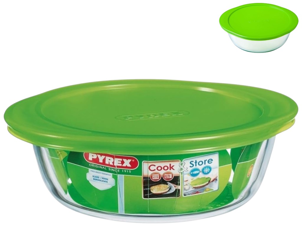 Форма для запекания Pyrex Cook & Store, с крышкой, боросиликатное стекло, пластик, 1л, 20×18×7см