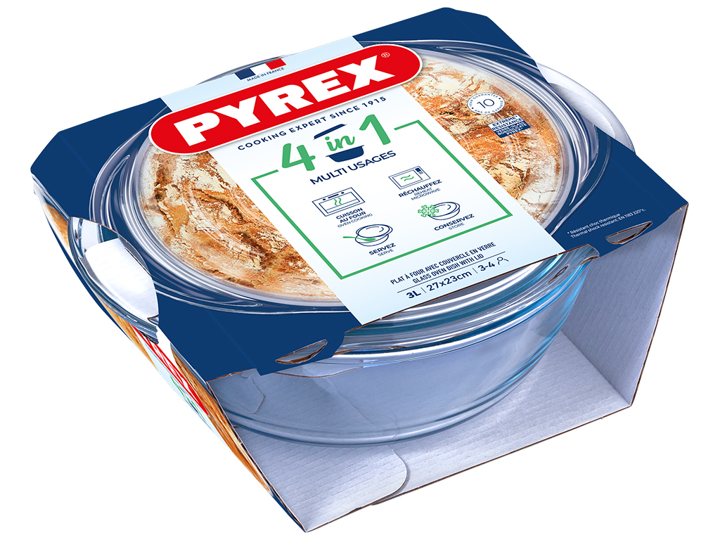 Каструля скляна Pyrex, з кришкою, 3л