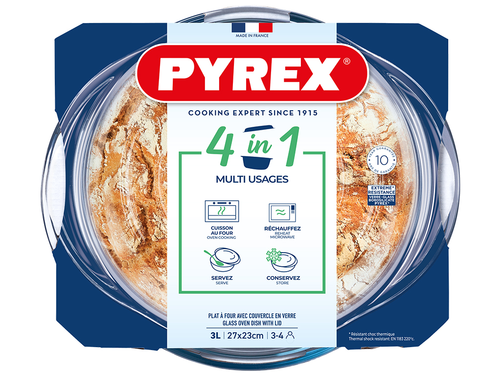 Каструля скляна Pyrex, з кришкою, 3л