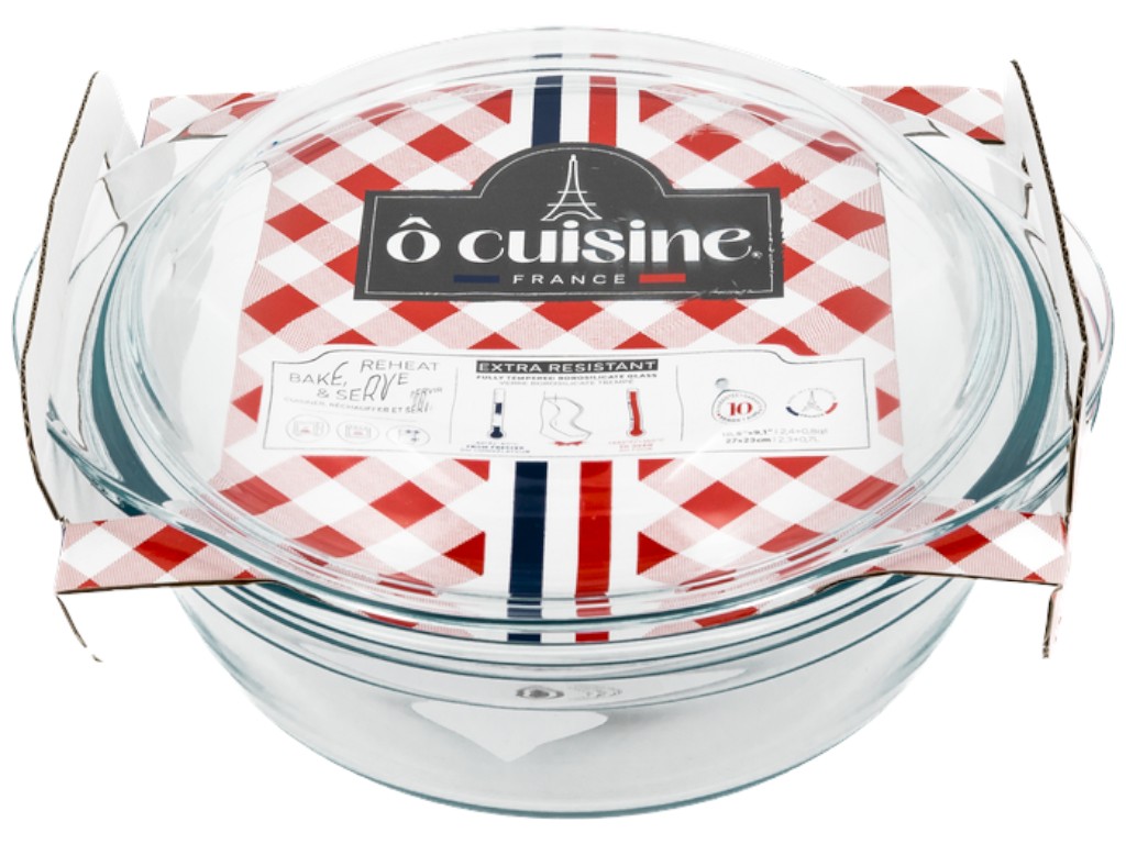 Каструля з кришкою O Cuisine Vidrio, кругла, боросилікатне скло, 3,2 л (2,4л + 0,8л), 27×23х10см