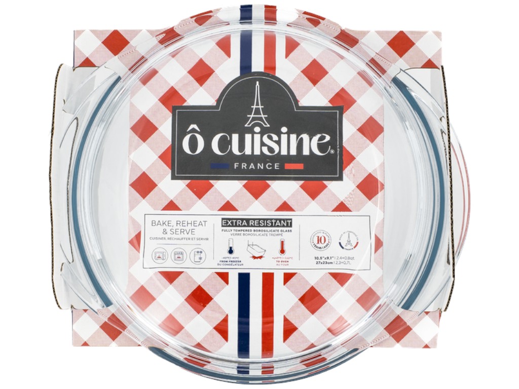 Каструля з кришкою O Cuisine Vidrio, кругла, боросилікатне скло, 3,2 л (2,4л + 0,8л), 27×23х10см