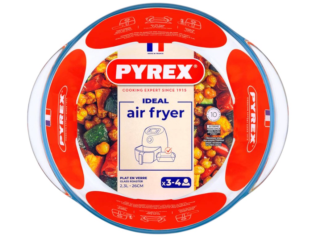 Форма для запікання Pyrex Air Fryer, кругла, боросилікатне скло, 2,3л, 26×23×8см