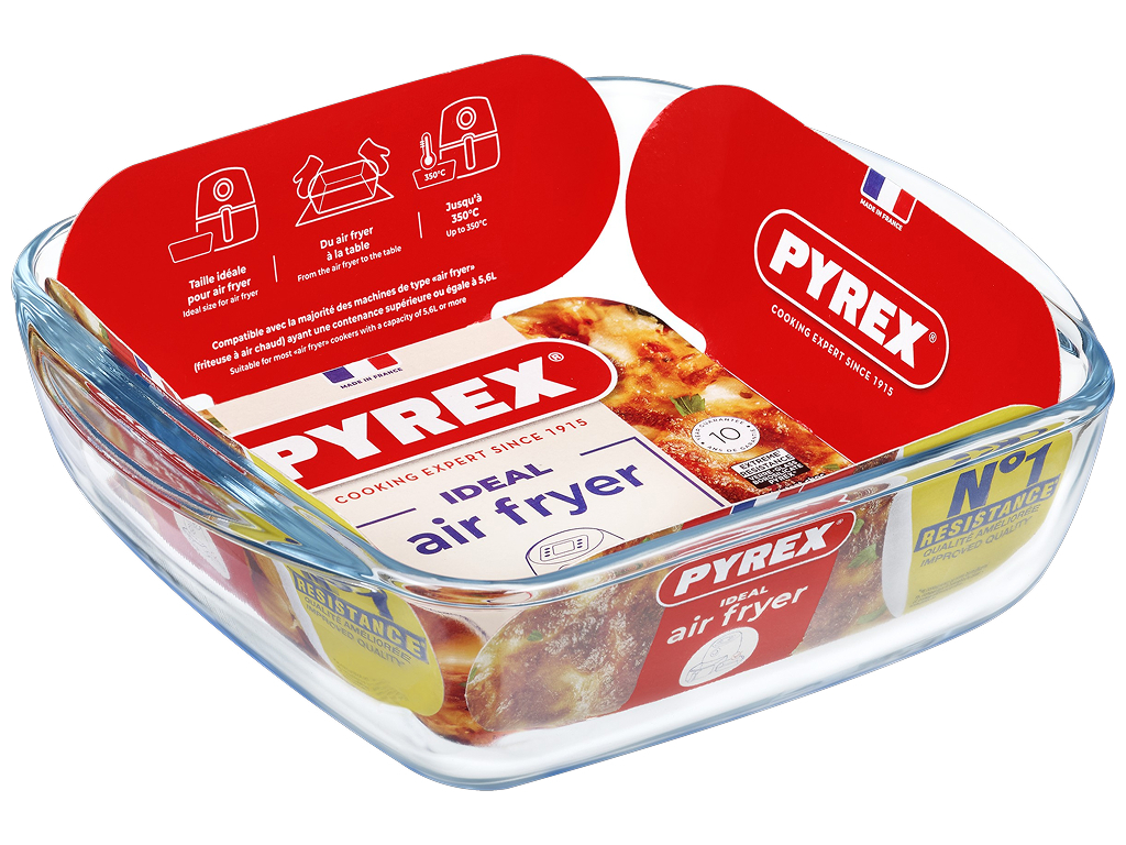Форма для запекания PYREX Airfryer, боросиликатное стекло, квадратная, 20×17×6см, 1л