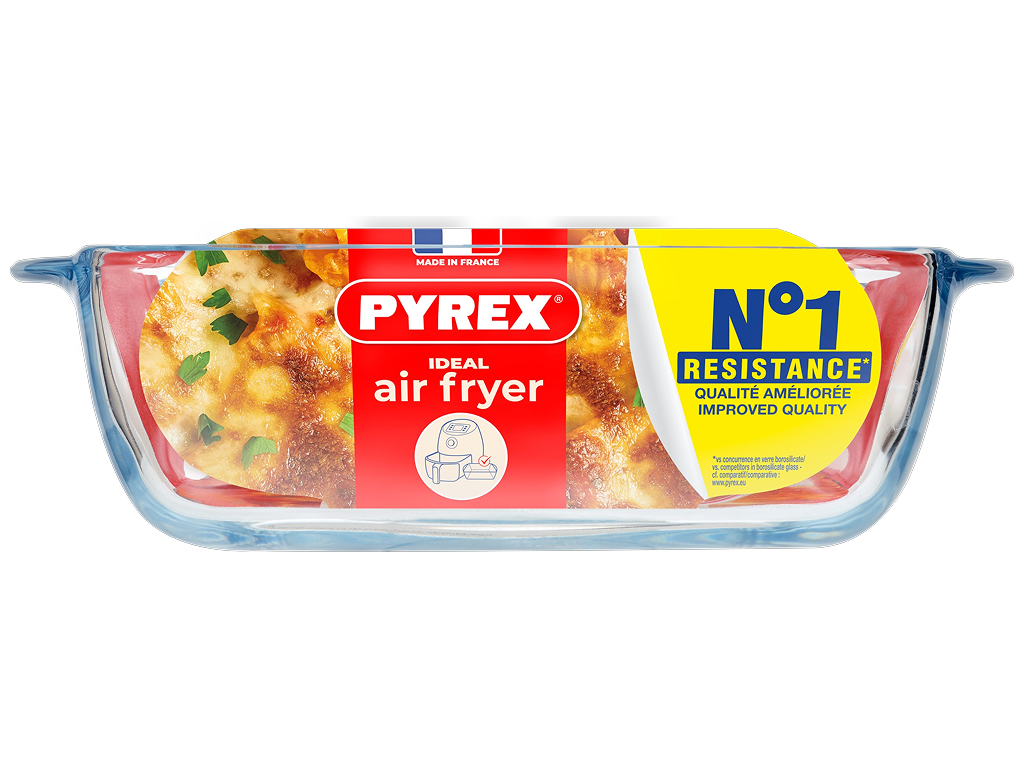 Форма для запекания PYREX Airfryer, боросиликатное стекло, квадратная, 20×17×6см, 1л