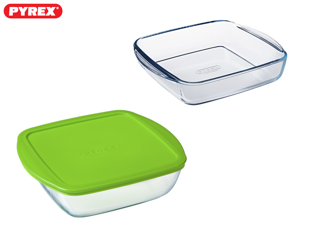 Деко (жаровня) термоскло Pyrex "Cook & Store" квадратне з кришкою 25x22см 2,2л 20107
